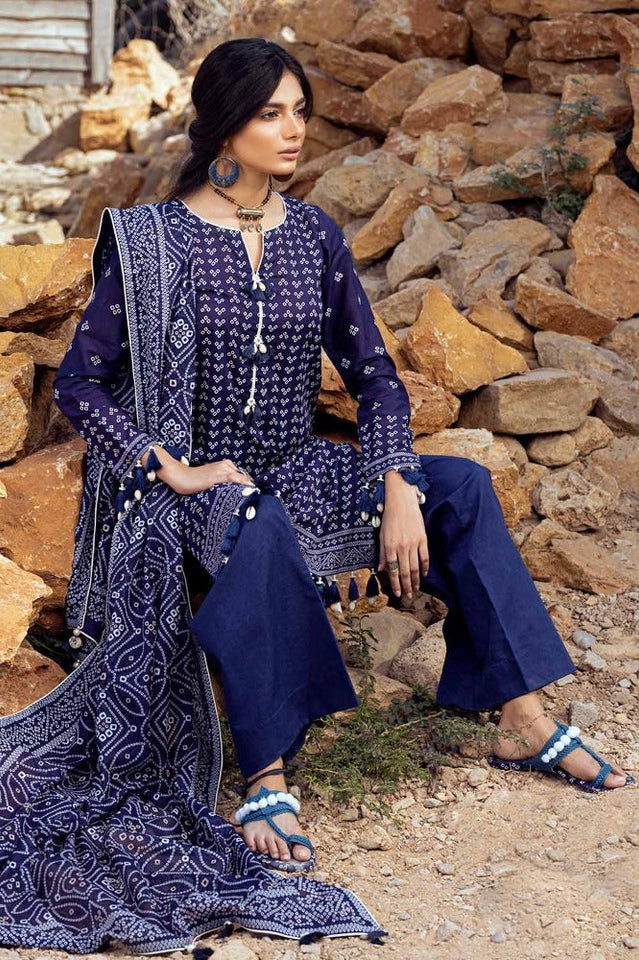 Gul Ahmed Chunri Embroidered Lawn Unstitched 3Pc Suit CL-42017A