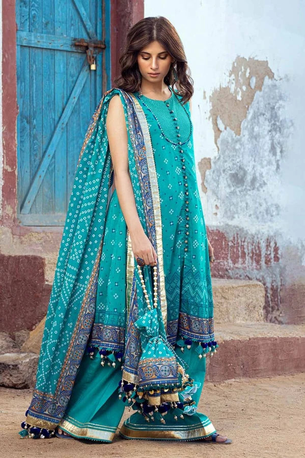Gul Ahmed 3 Piece Gold Printed Lawn Unstitched Suit CL-42013 A