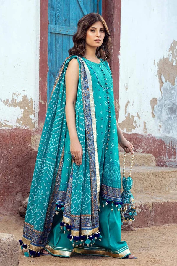 Gul Ahmed 3 Piece Gold Printed Lawn Unstitched Suit CL-42013 A
