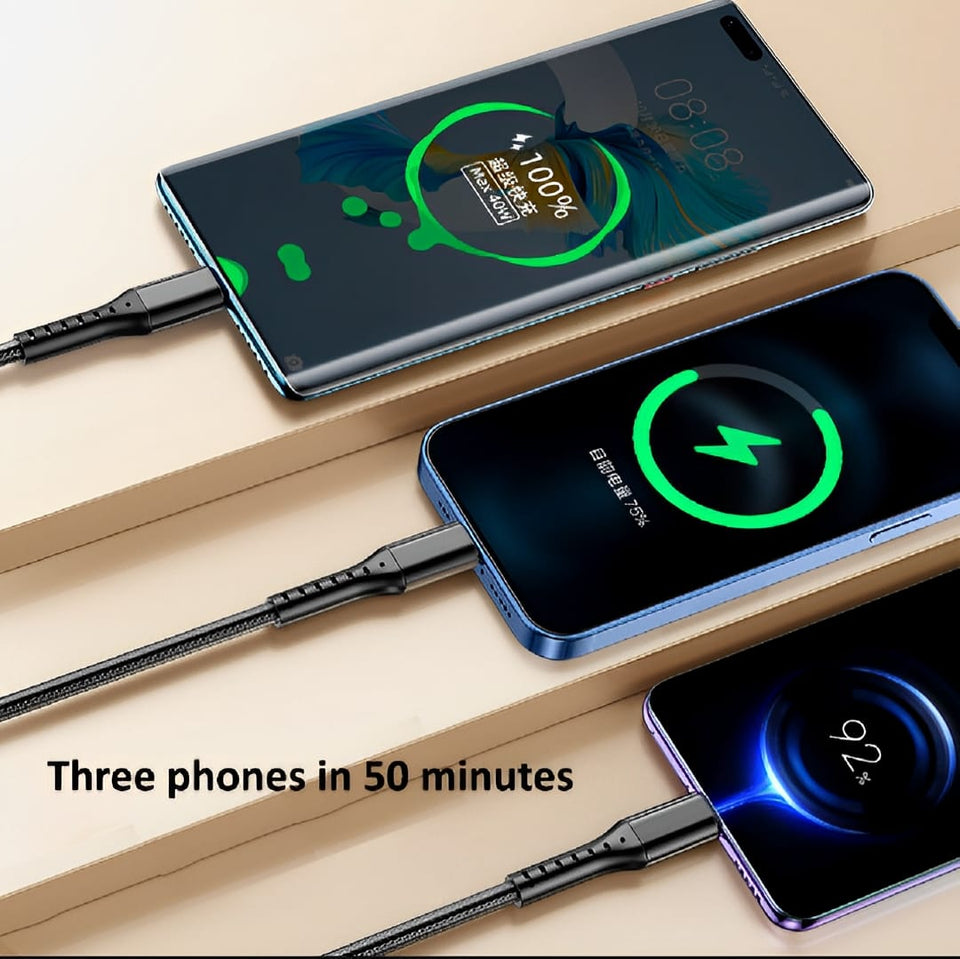 3 In 1 Usb Fast Charging Cable – Lightning, Micro Usb & Type-C