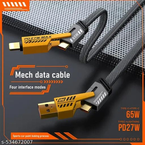 4IN1 Mech Fast Charging Data Cable Type-C/Lightning/USB 1m