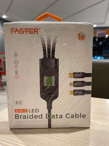 100W Super Fast Charging Cable 3 in 1 Braided Data Cable